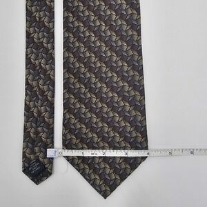 Joseph & Feiss International Men's 100% Silk Tie Brown Gold Geometric Pattern 4"